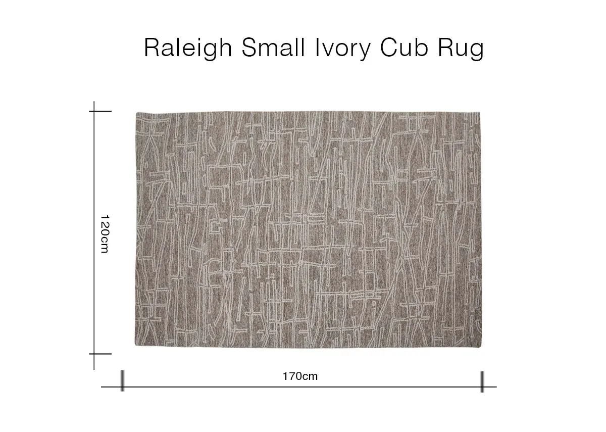 A dimension image of the Raleigh Small Beige Rug with 170cm x 120cm