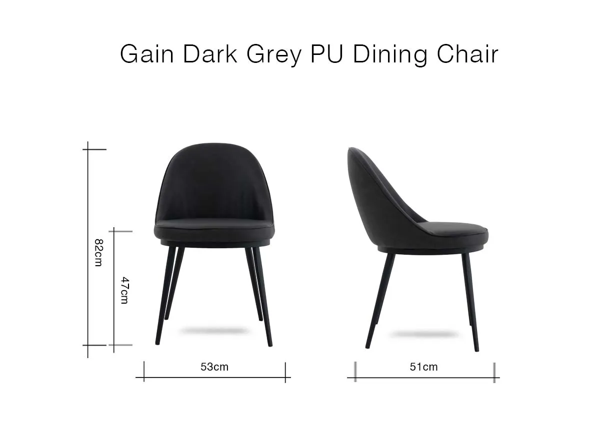 A dimension image of the Gain dining chair with 53cm W x 51cm D x 82cm H