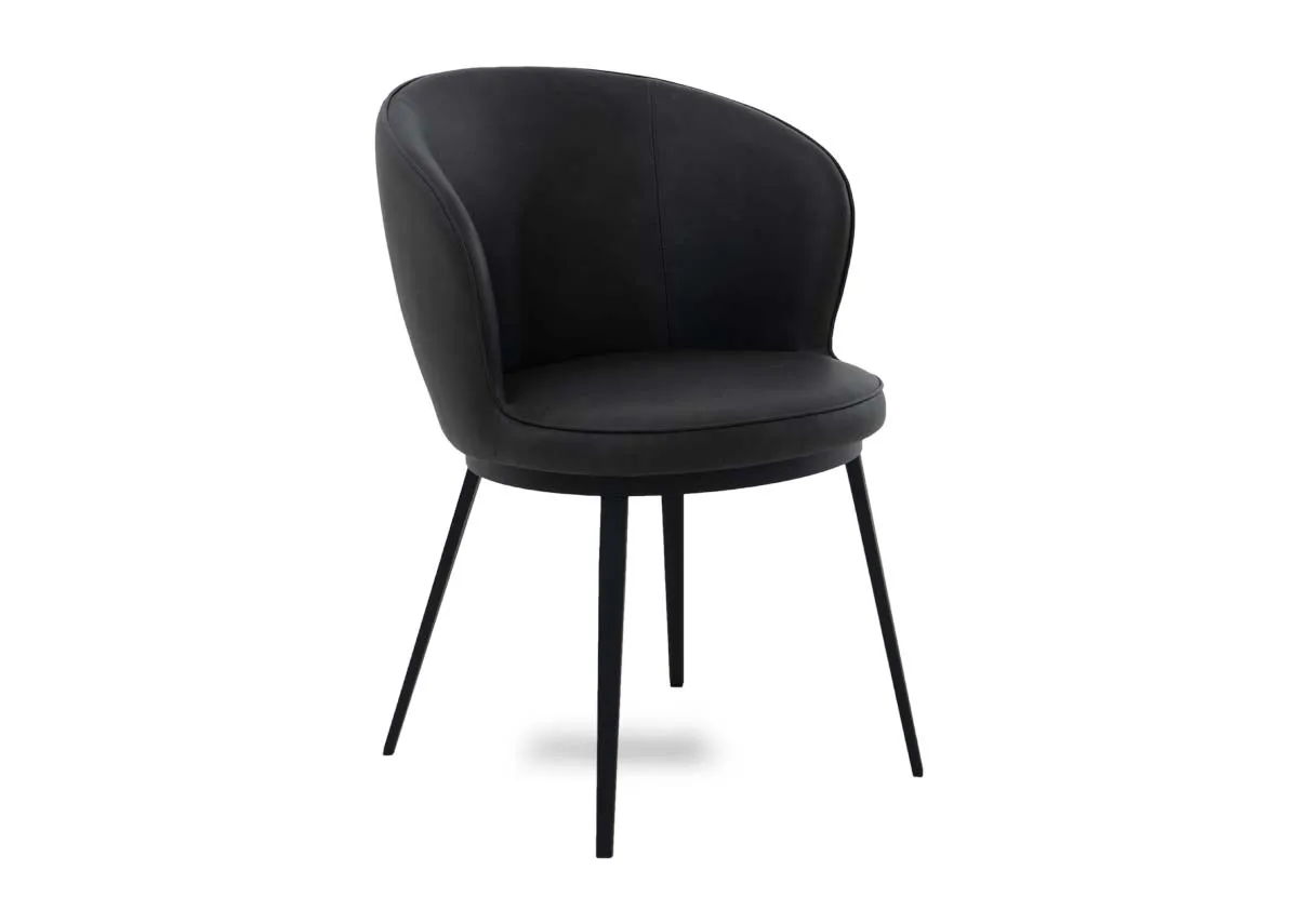 Dark Grey Faux Leather Carver Chair - Gain
