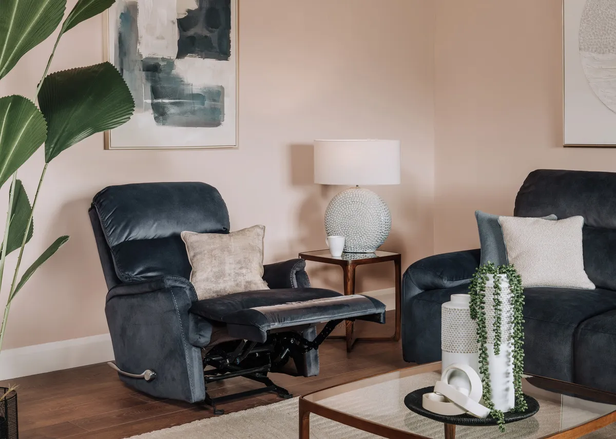 Dark Grey Fabric Recliner with Rocker - Emily