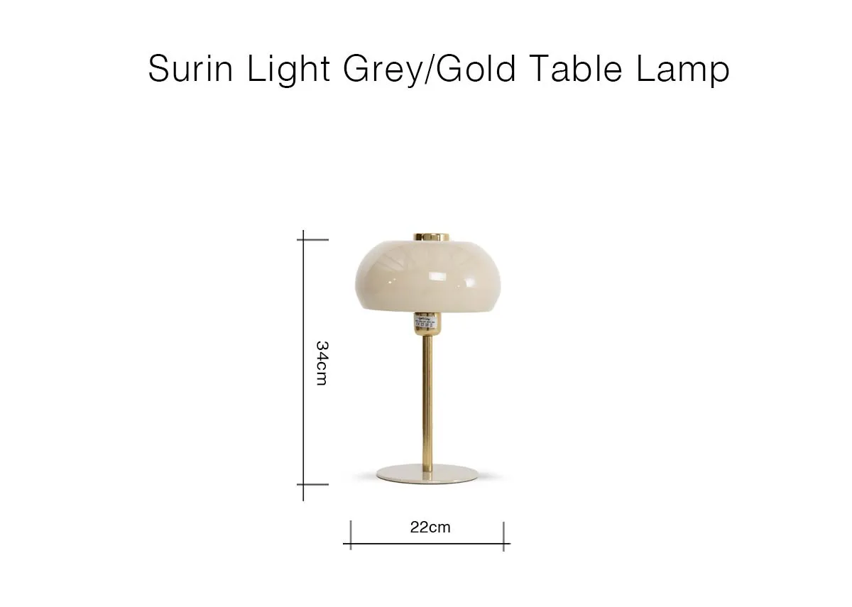 A dimension image of the Surin Table Lamp with 22cm x 34cm