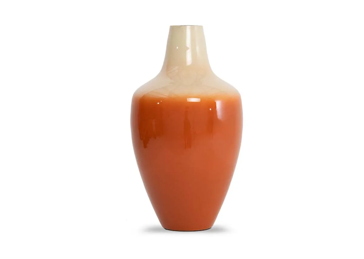 Large Orange & Cream Ombre Vase - Velho