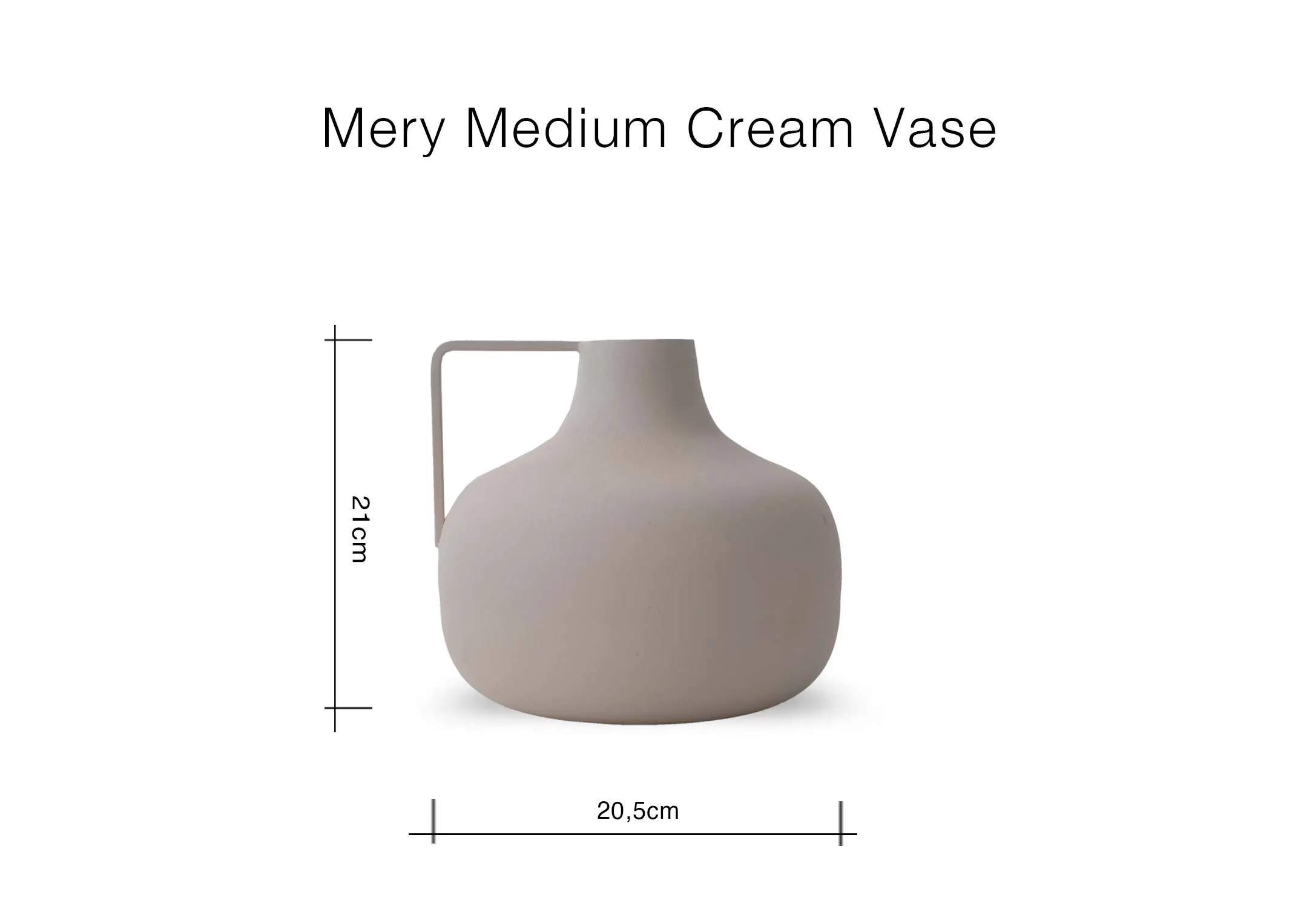 A dimension image of the Mery vase with 20.5cm x 21cm