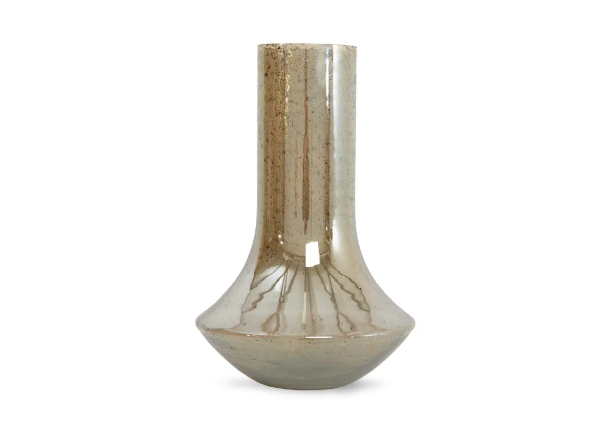 Small Amber Glass Stone Vase - Leanna