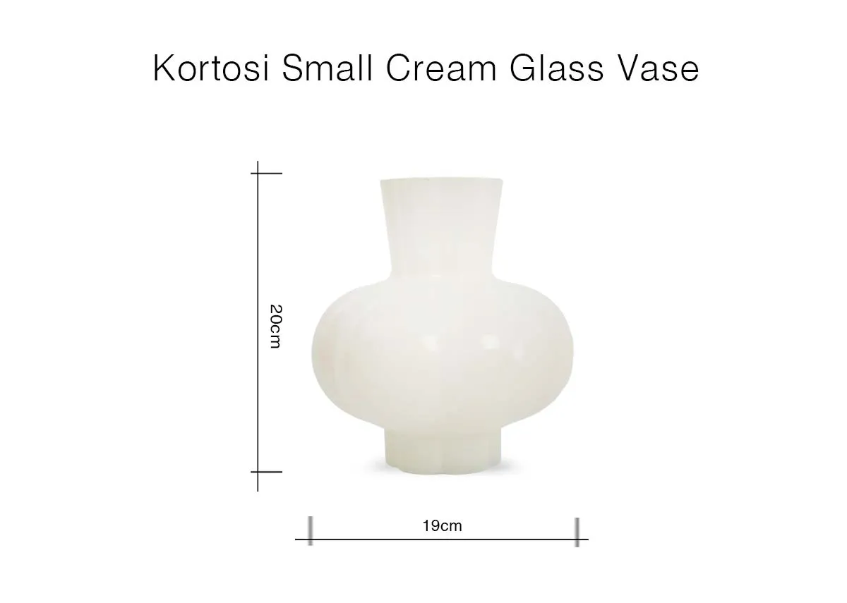A dimension image of the Kortosi vase with 19cm x 20cm