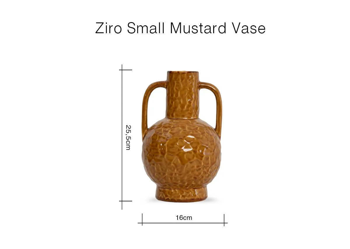 A dimension image of the Ziro Small Vase with 16cm x 25.5cm