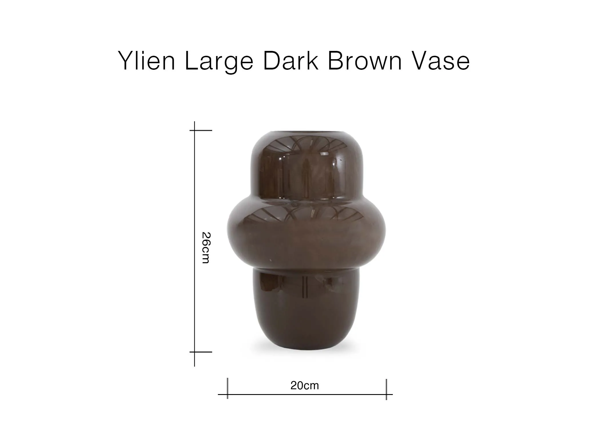 A dimension image of the Ylien Vase with 20cm x 26cm