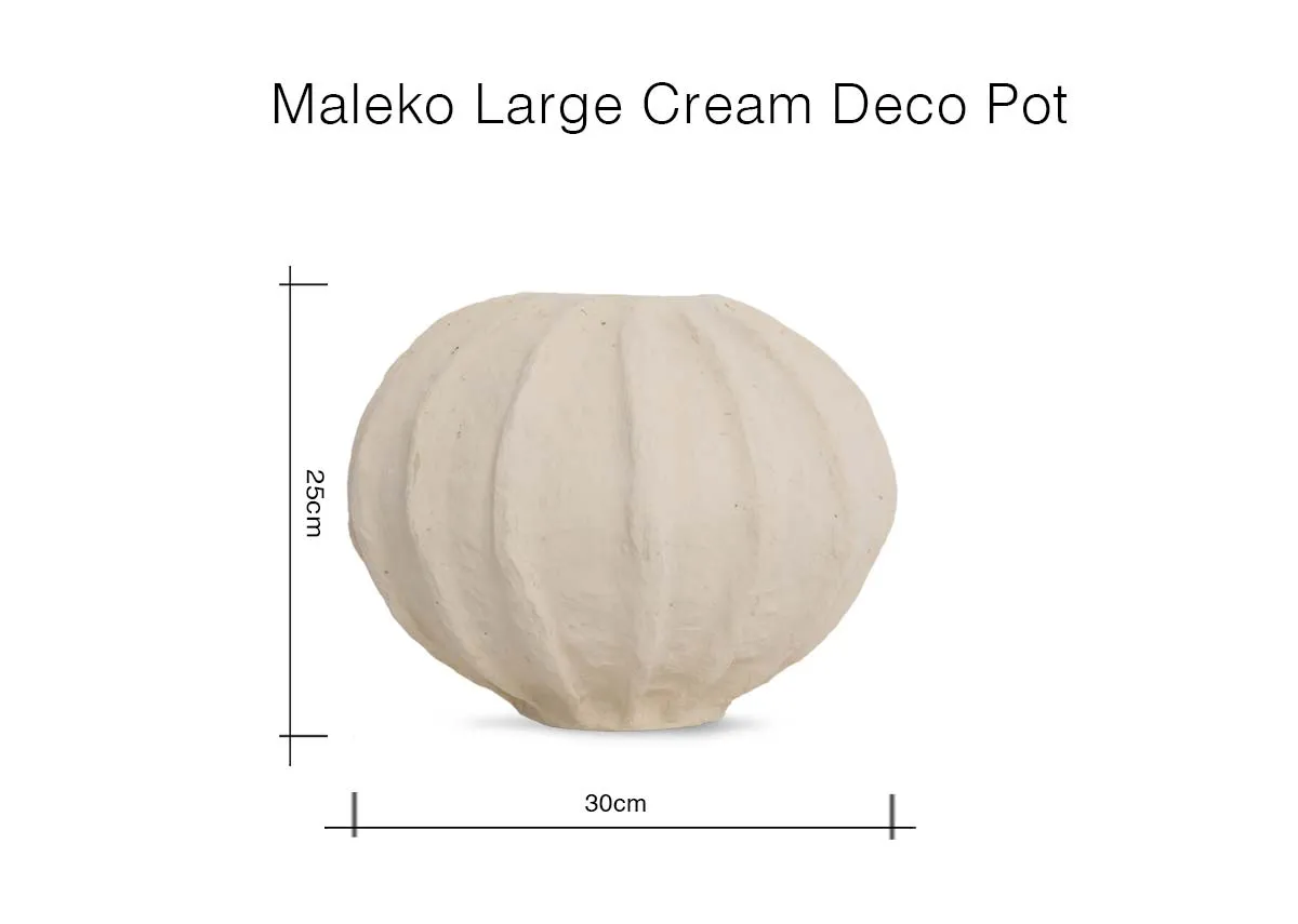 A dimension image of the Maleko large cream pot with 30cm x 25cm
