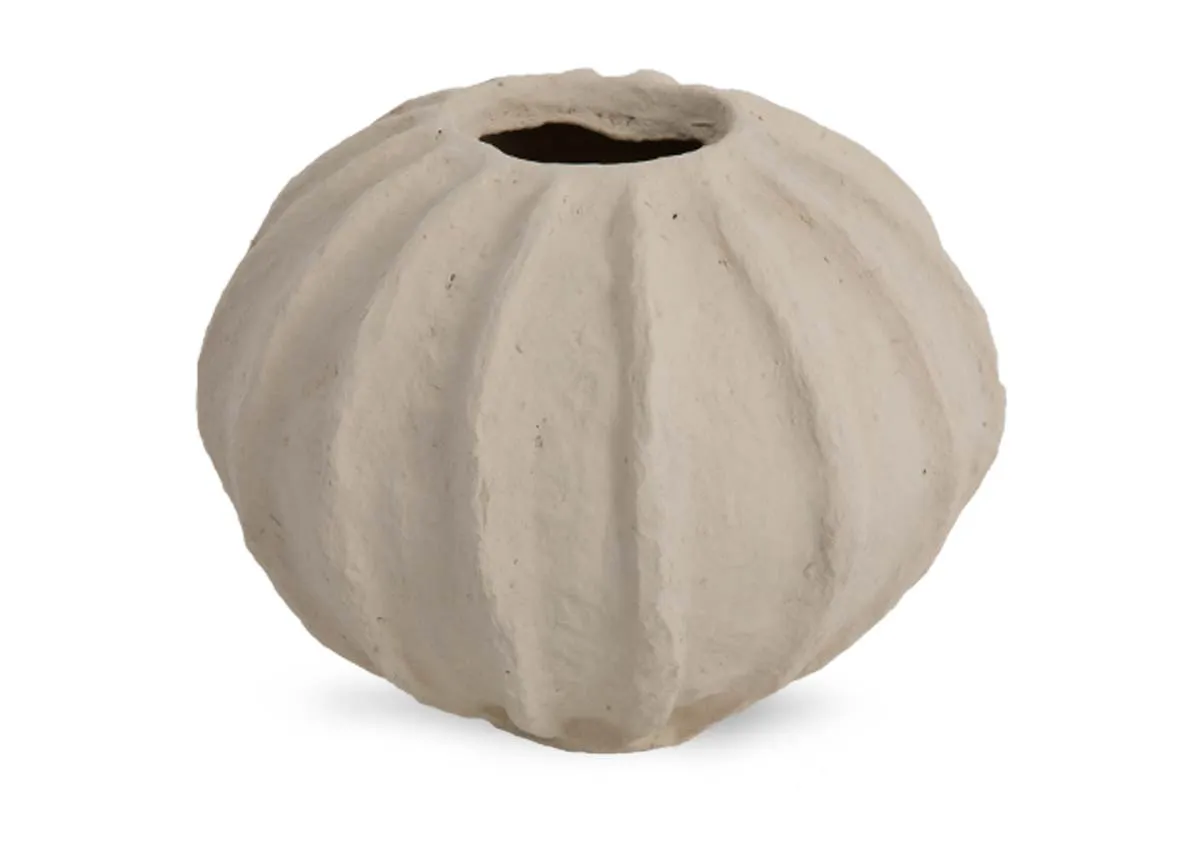 Large Cream Deco Pot - Maleko