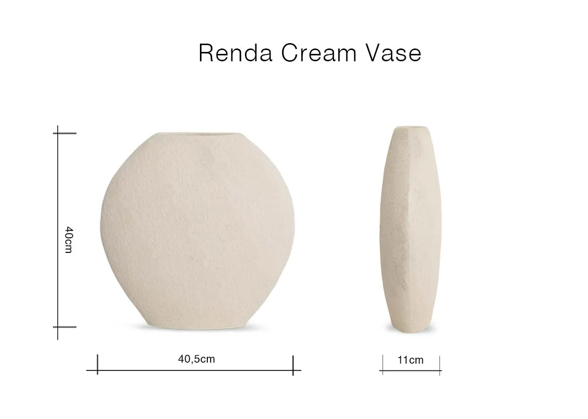 A dimension image of the Renda Vase with 40.5cm x 11cm x 40cm