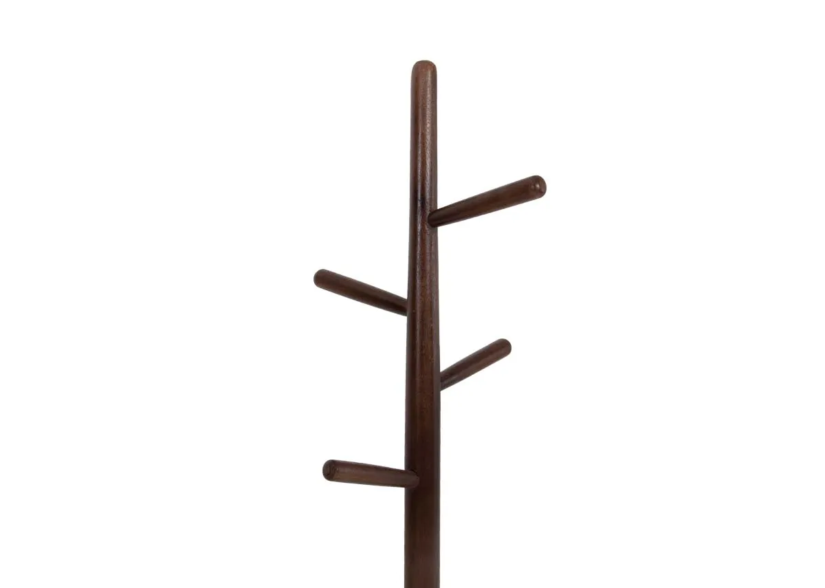 A dark wood hat stand with 4 prongs from EZ Livings Yenice range. Closeup of 4 prongs for hats