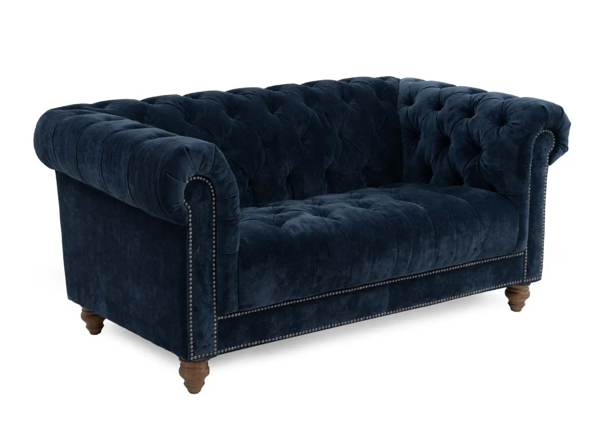 2 Seater Blue Fabric Sofa - Adare