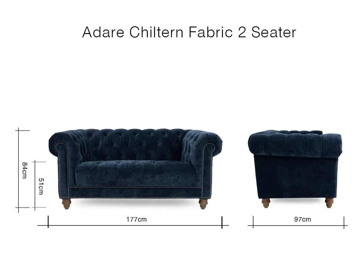 A dimension image of the Adare 2 Seater sofa with 177cm x 97cm x 84cm