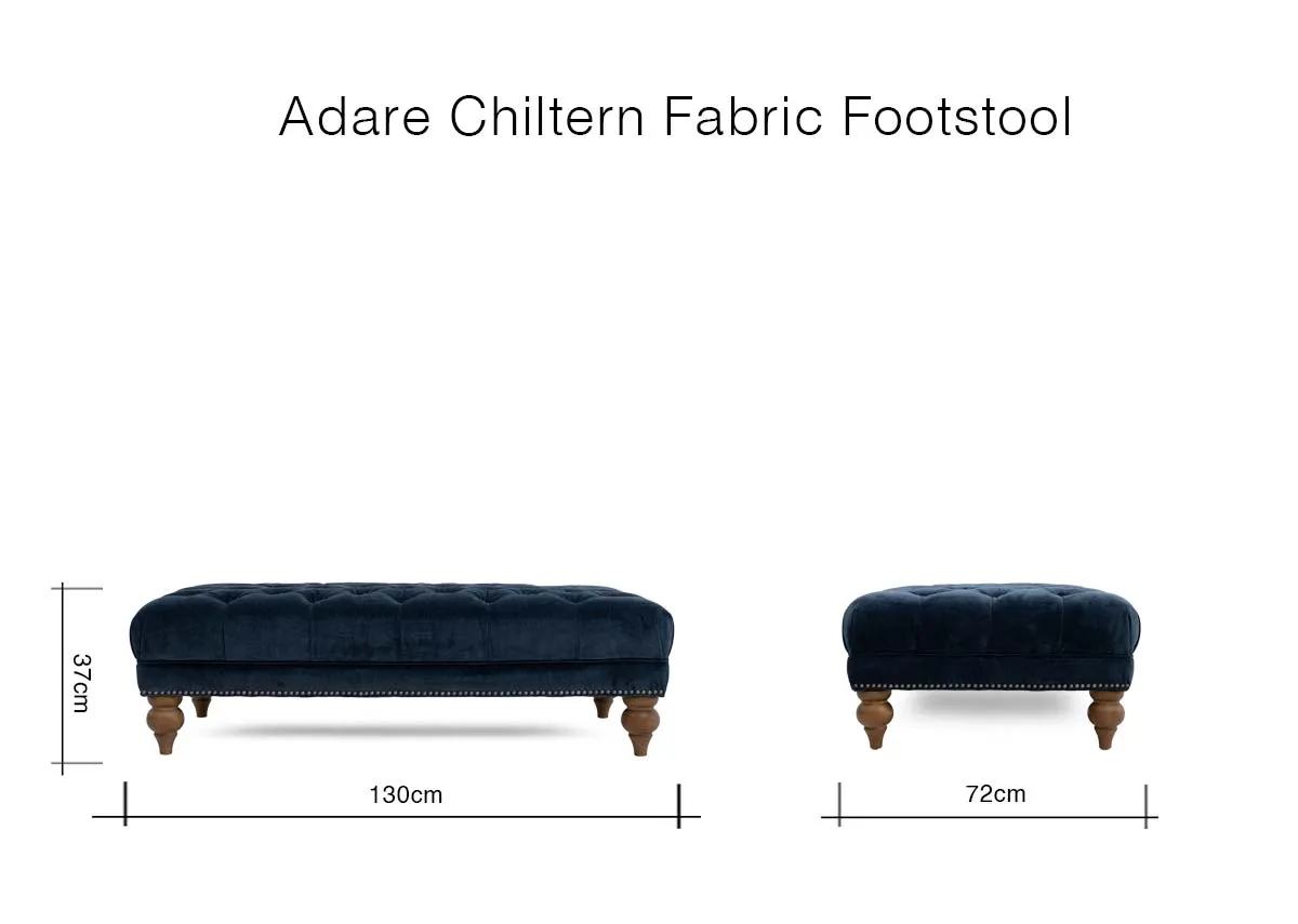 A dimension image of the Adare Footstool with 130cm x 72cm x 37cm