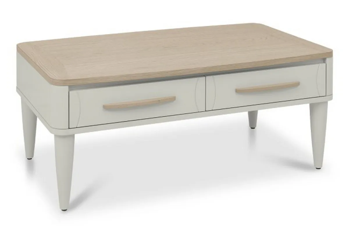2 Drawer Scandi Oak & Grey Coffee Table - Larsen