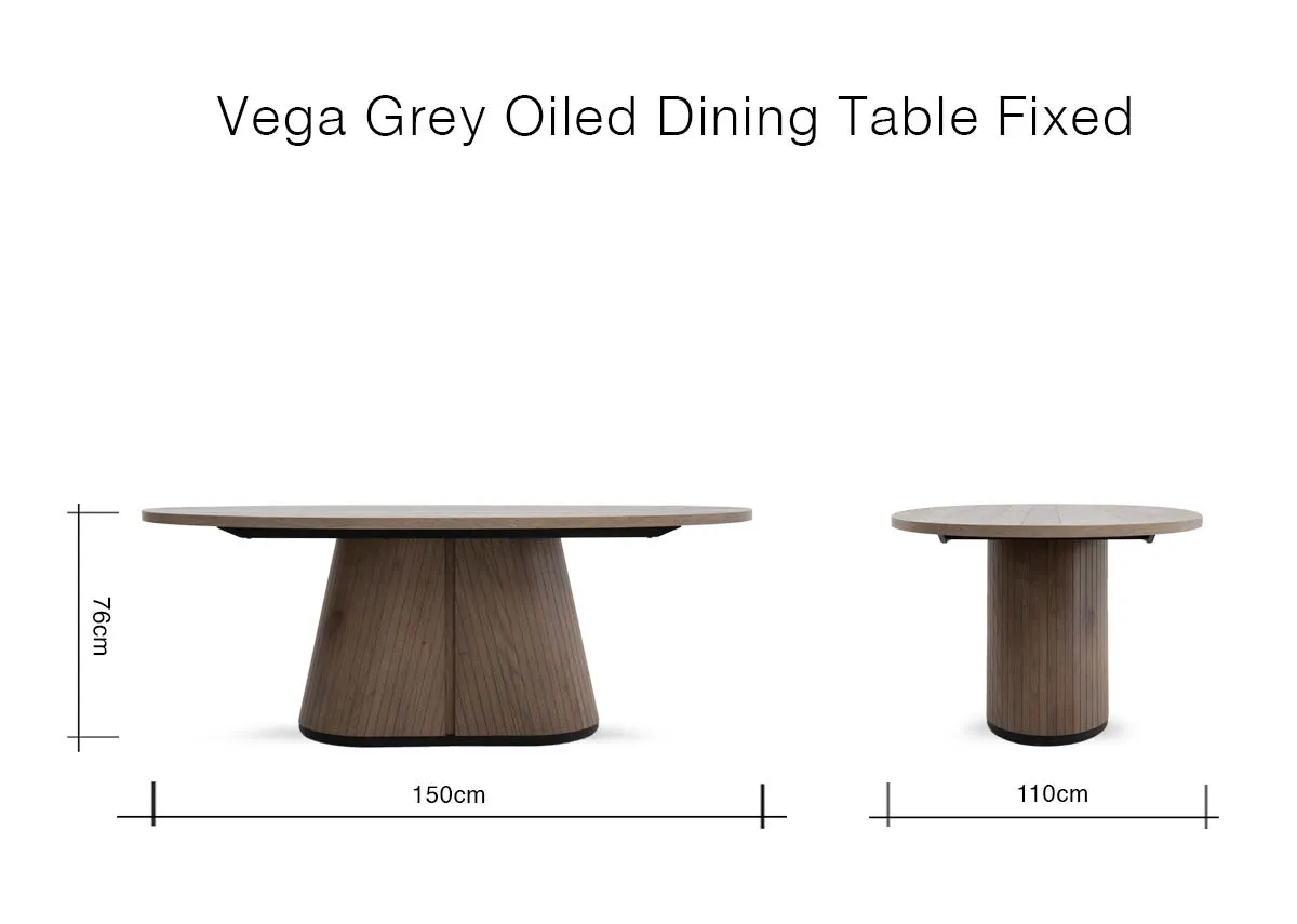 A dimension image of the Vega Grey Dining Table with 180cm x 100cm x 76cm