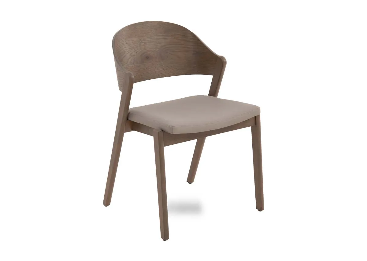 Grey Oak Dining Chair with Leather Seat - Vega