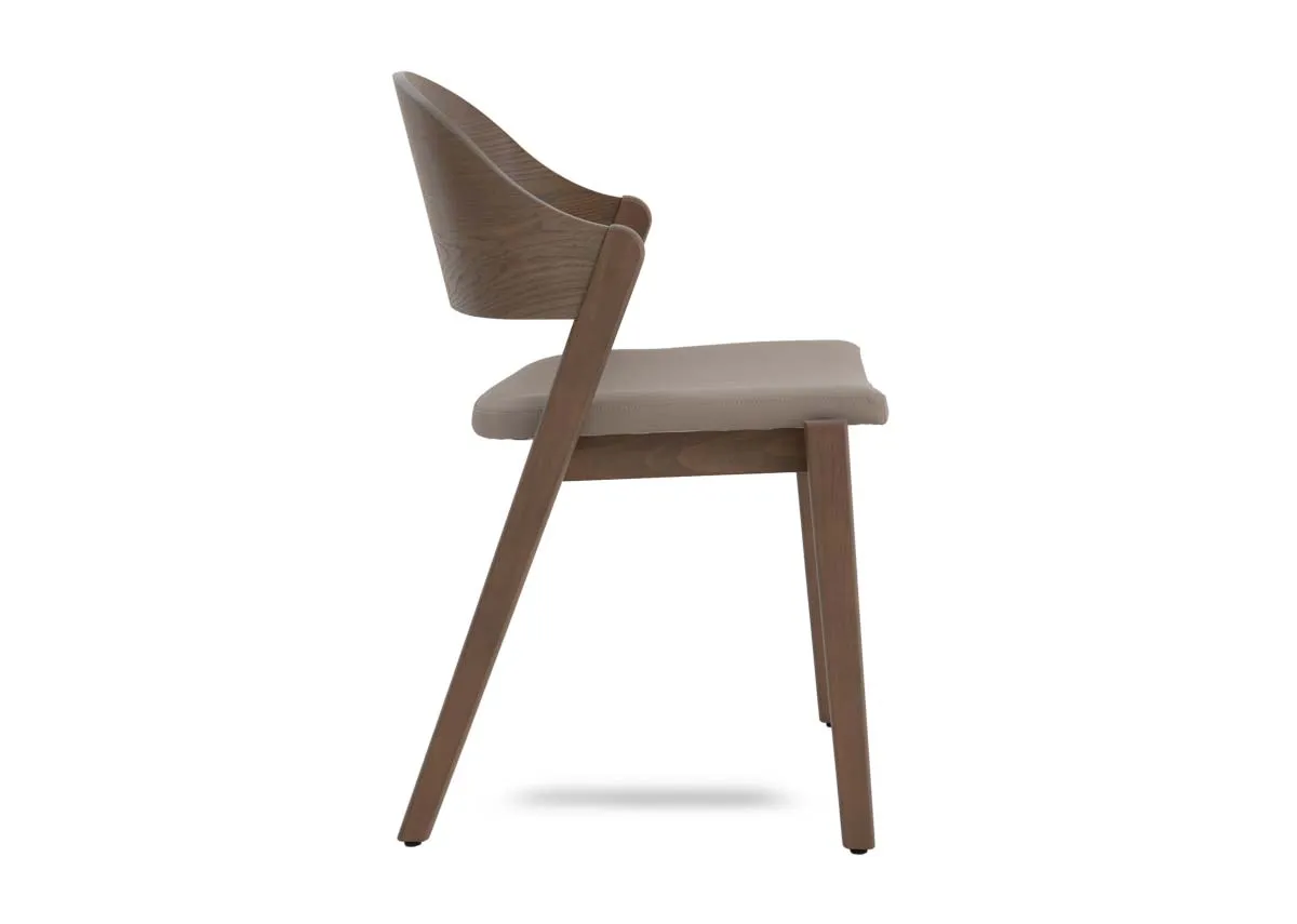 A dimension image of the Vega Grey leather dining chair with 57cm x 56cm x 87cm