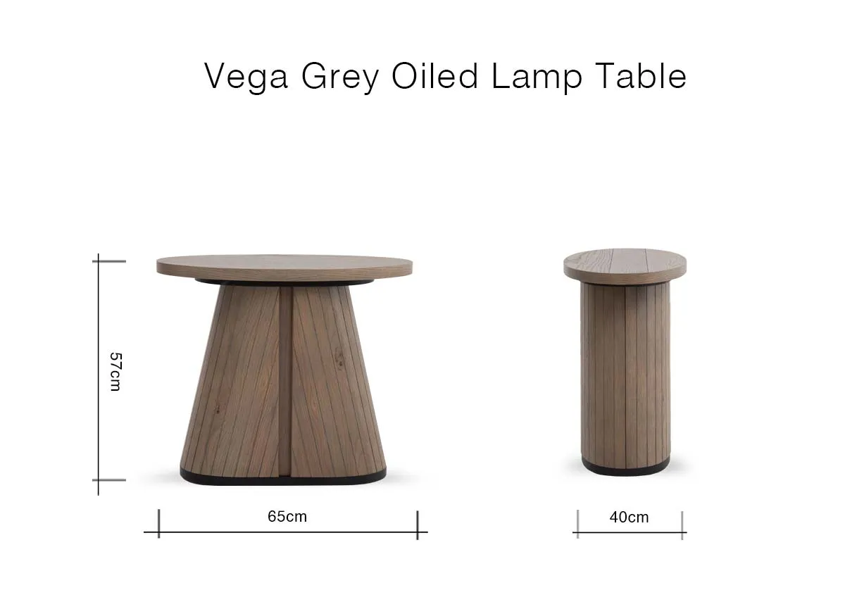 A dimension image of the Oval Lamp table with 65cm x 57cm