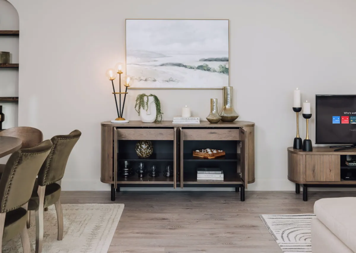 4 Door 2 Drawer Grey Oak Wide Sideboard - Vega