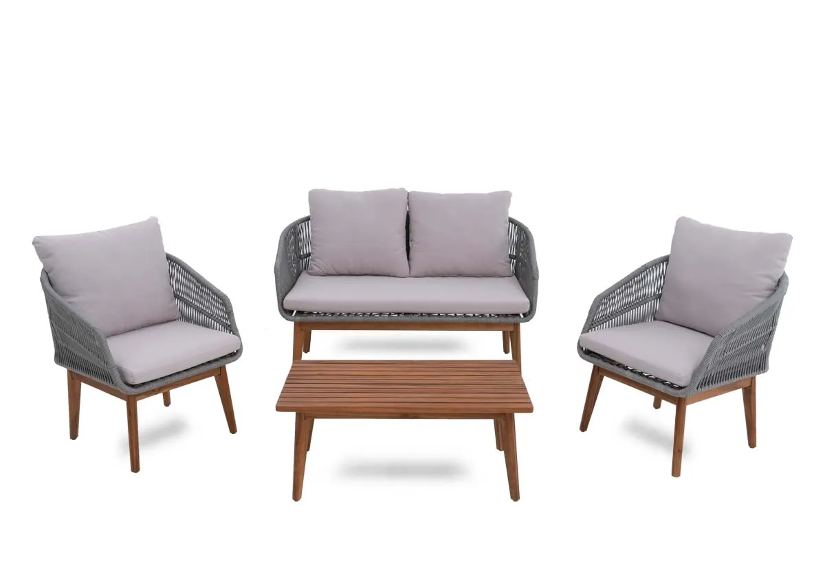A garden set with 2 seater sofa 2 armchairs and coffee table from EZ Livings Flores range.