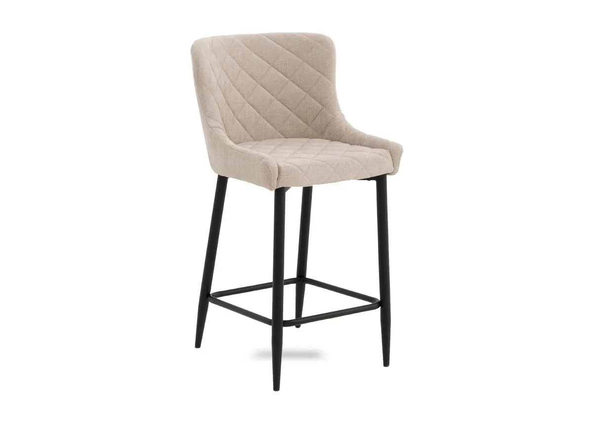 A cream fabric bar stool from EZ Livings Ottowa Range. Angled view