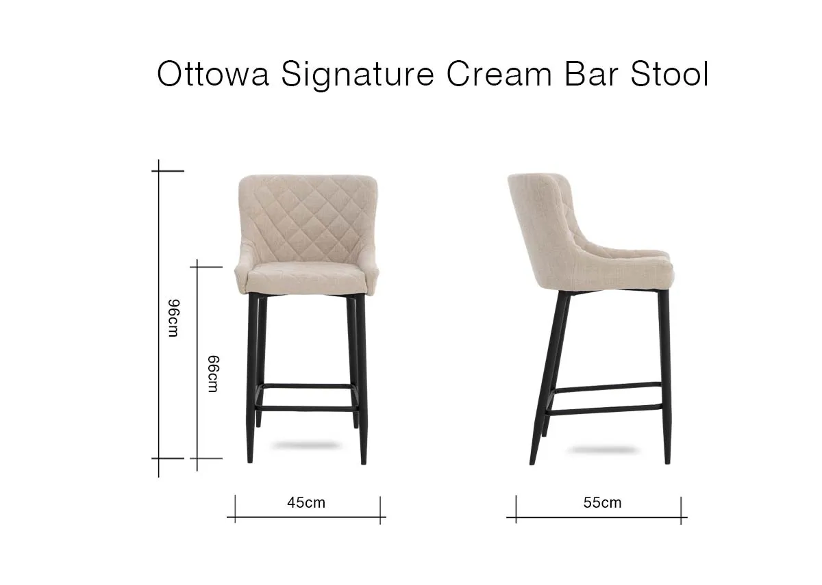 A dimension image of the Ottowa Bar Stool 45cm W x 55cm D x 96cm H