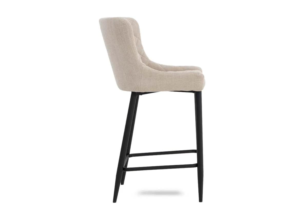A cream fabric bar stool from EZ Livings Ottowa Range. Side view