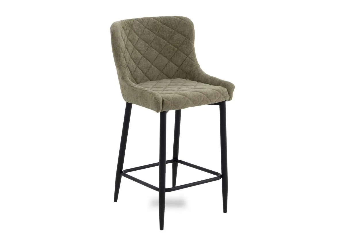 Olive Green Fabric Bar Stool (Lower Height) - Ottowa