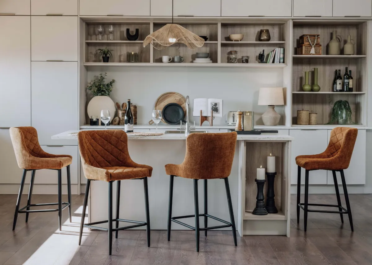 Rust Gold Fabric Bar Stool (Lower Height) - Ottowa