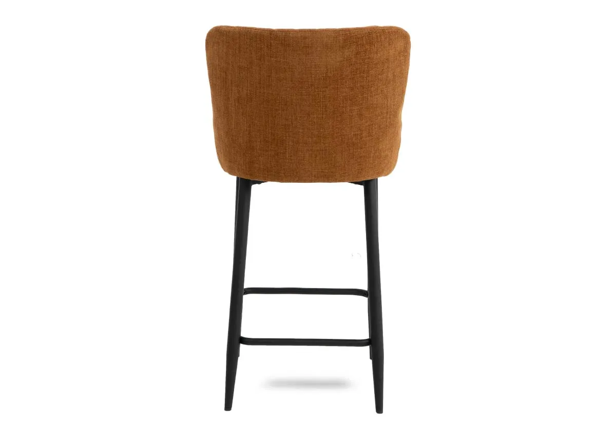 A gold fabric bar stool from EZ Livings Ottowa Range.Front view