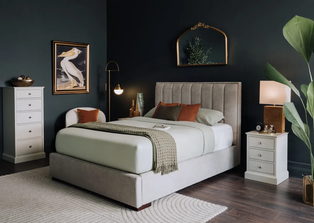 Double (4ft 6) Grey Fabric Bed Frame- Liberty