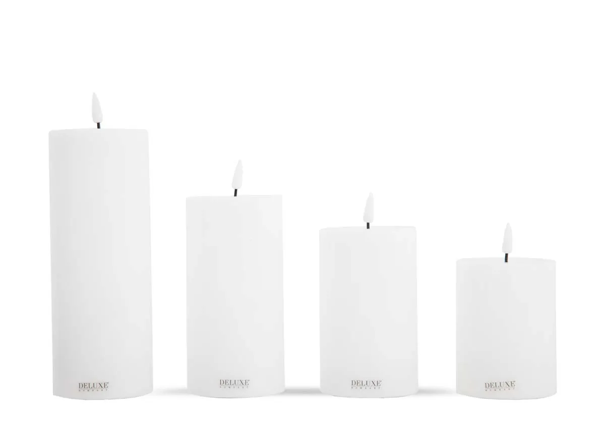 A dimension image of the Giftbox set of 4 candles with 7.5cm W x 10cm 12.5cm 15cm 20cm