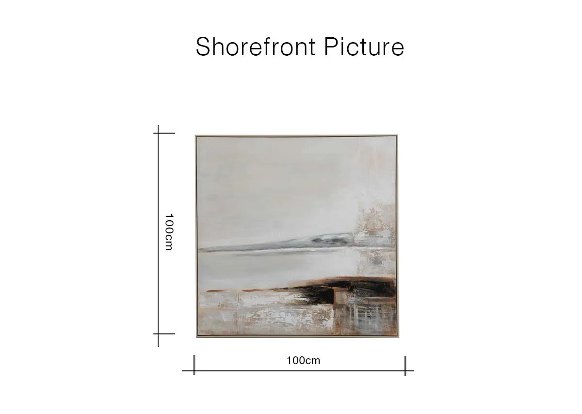 A dimension image of the Shorefront Print with 100cm x 100cm