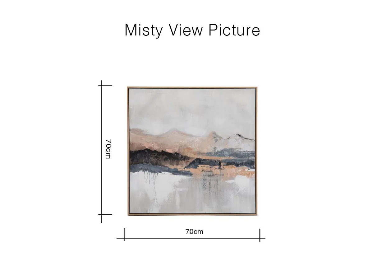 A dimension image of the Misty View Print with 70cm x 70cm