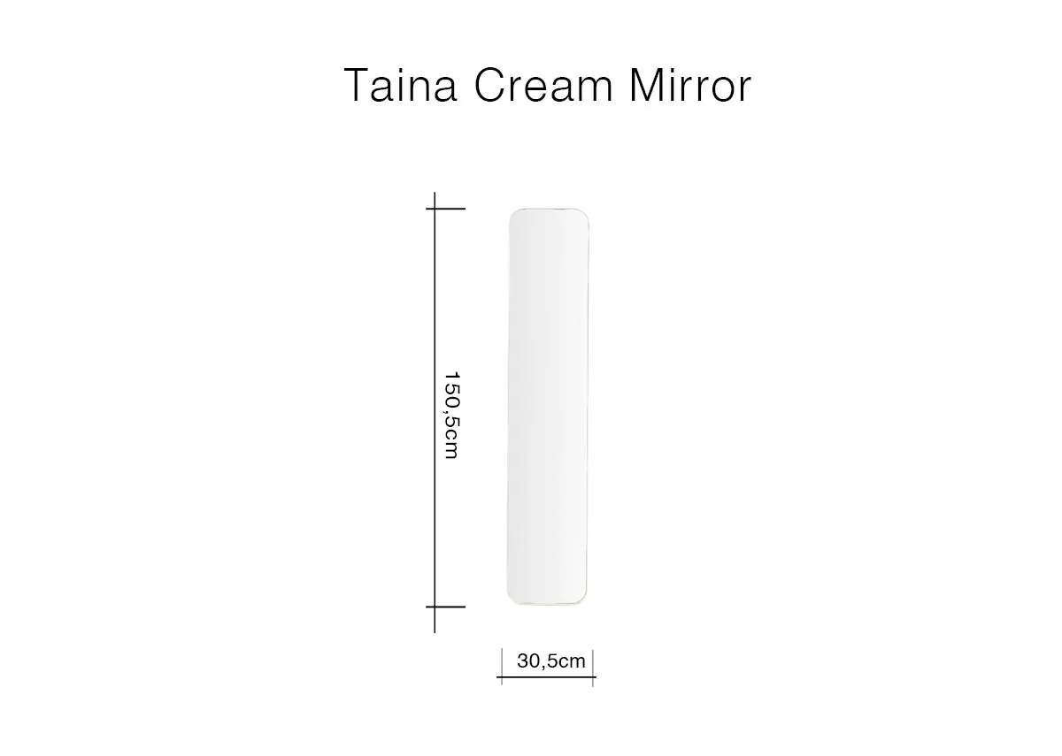 A dimension image of the Taina Mirror wtih 150cm x 30.5cm