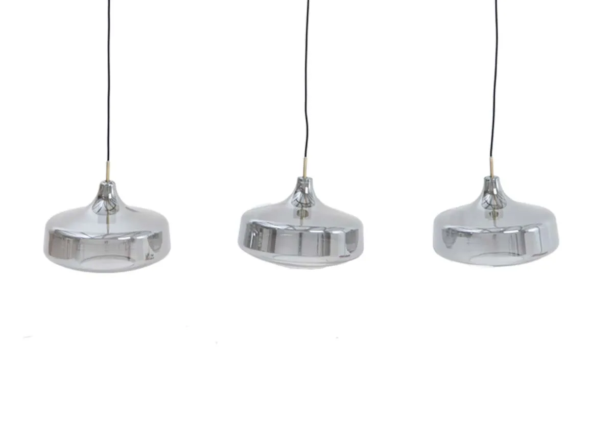 A dimension image of the Camila smoked triple pendant with 120cm x 120cm