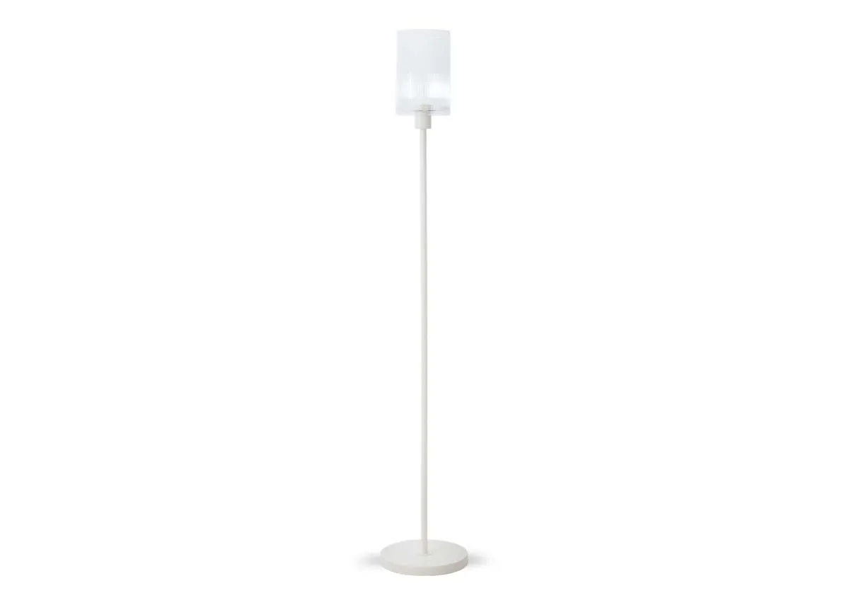 Cream Floor Lamp with Ribbed Glass Shade - Leanne
