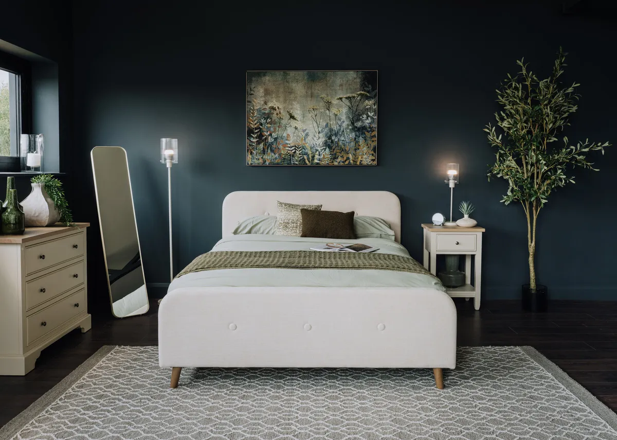 Cream Floor Lamp with Ribbed Glass Shade - Leanne