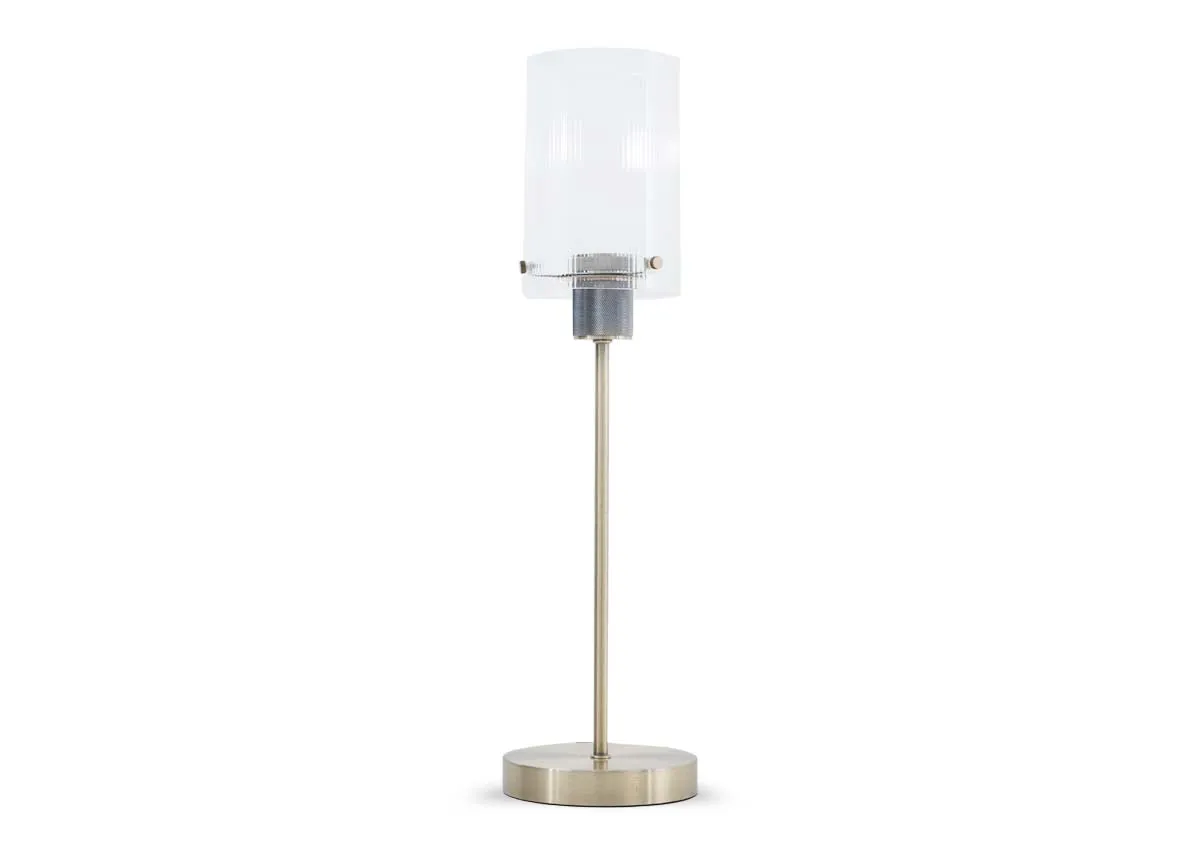 Ribbed Glass Antique Brass Table Lamp - Karina