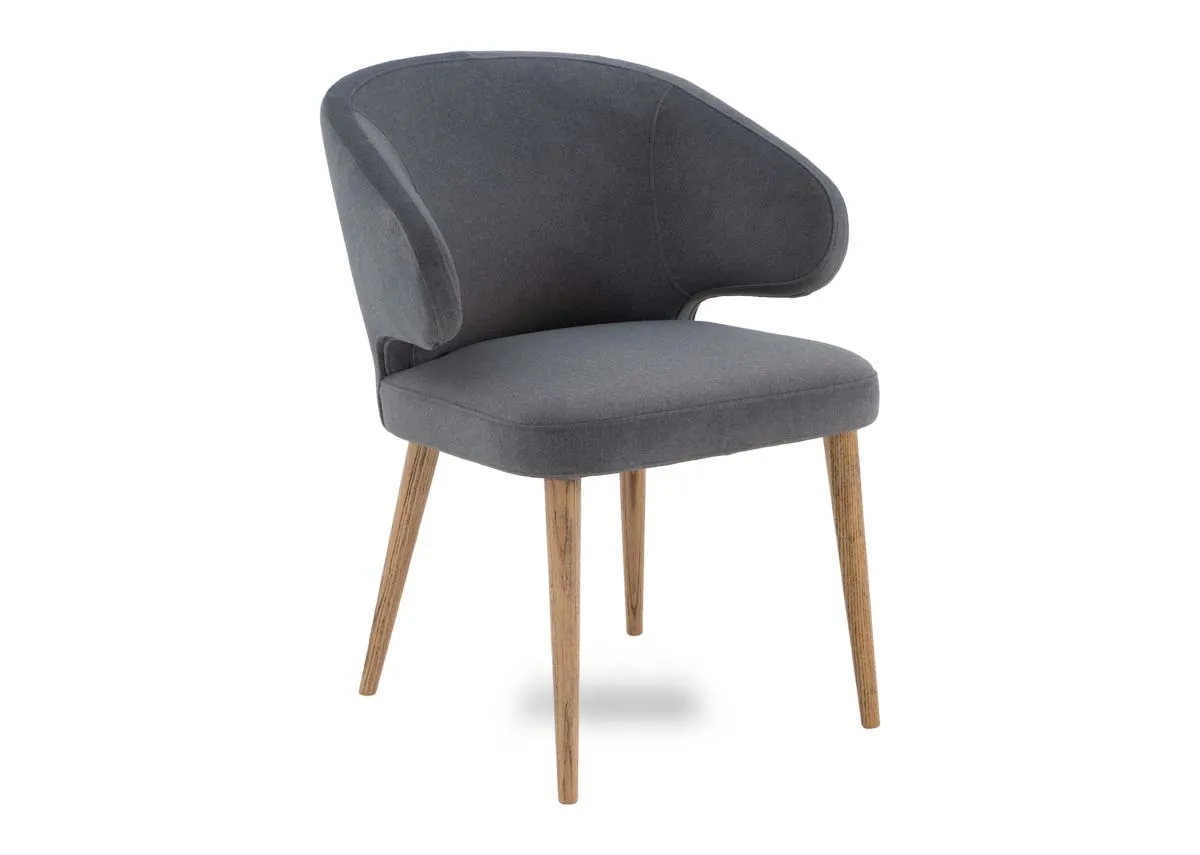 Grey Fabric Dining Chair with Oak leg - Victor