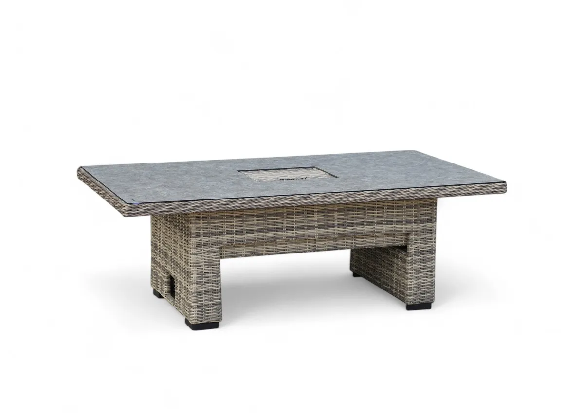 A grey woven 3 seater sofa part of a corner set with padded PE cushion from EZ Livings Monterey range.