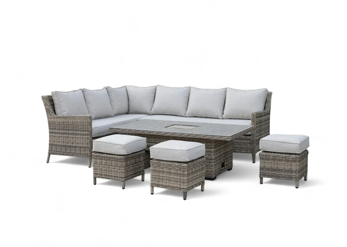 A dimension image of the Monterey Garden Cover with rising table 