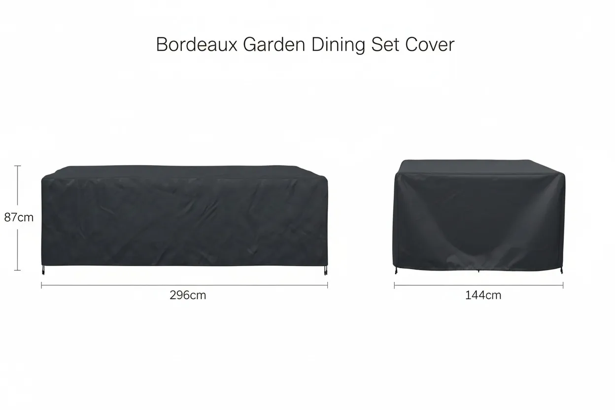 A dimension image of the Bordeaux Garden Dining Set with 296cm x 87cm