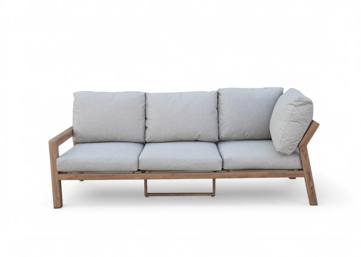 A corner lounge set EZ Livings Bordeaux range. Angled view of one half of the sofa with padded seat cushion