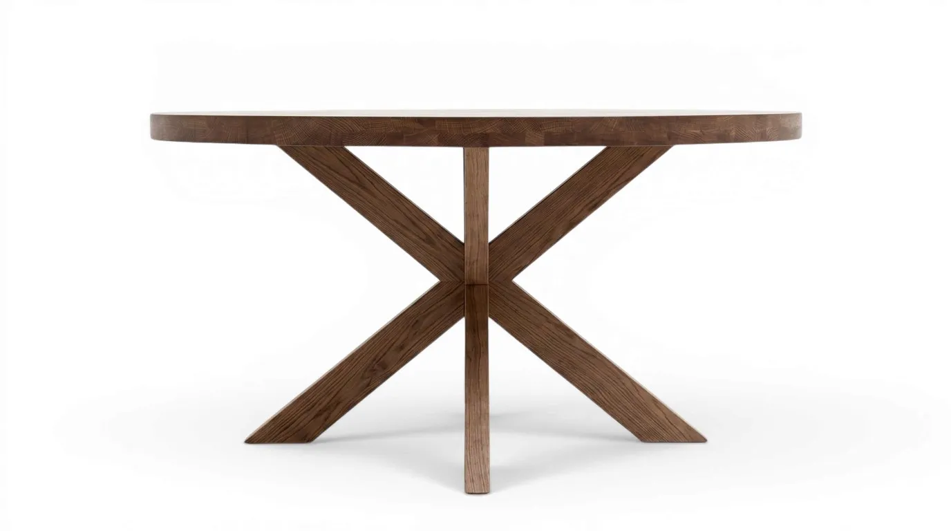 A round Oslo oak dining table from EZ living Furniture. Side view