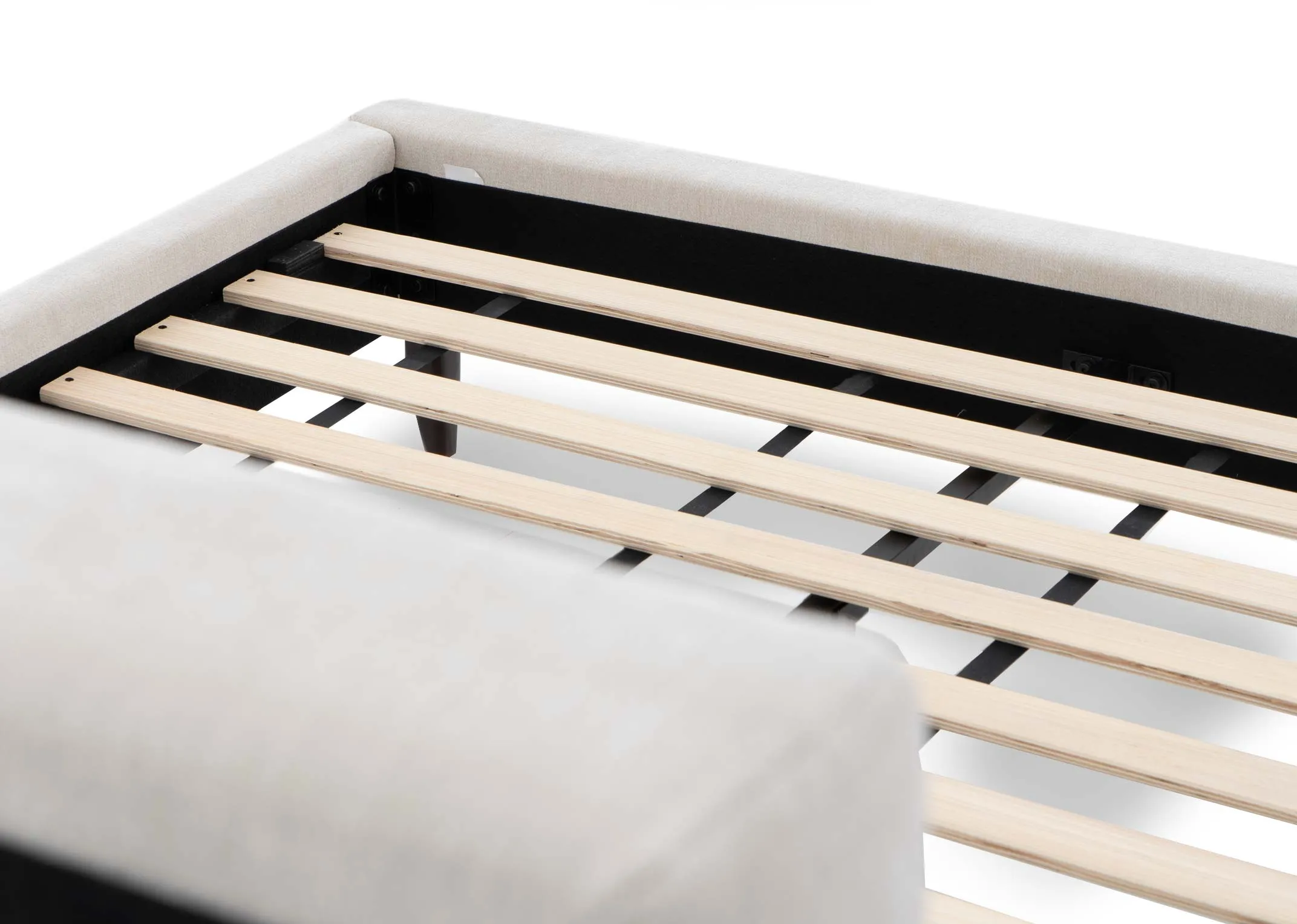 A dimension image of the Emlia Bedframe with 198cm x 224cm x 117cm