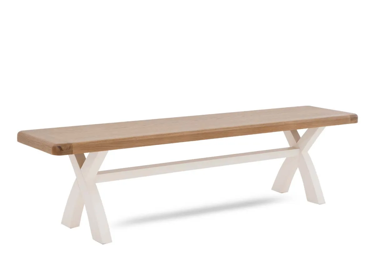 140cm Ivory & Oak Dining Bench - Woodland