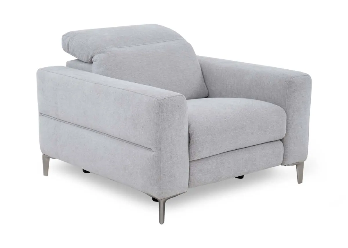 Silver Fabric Power Recliner - Vancouver