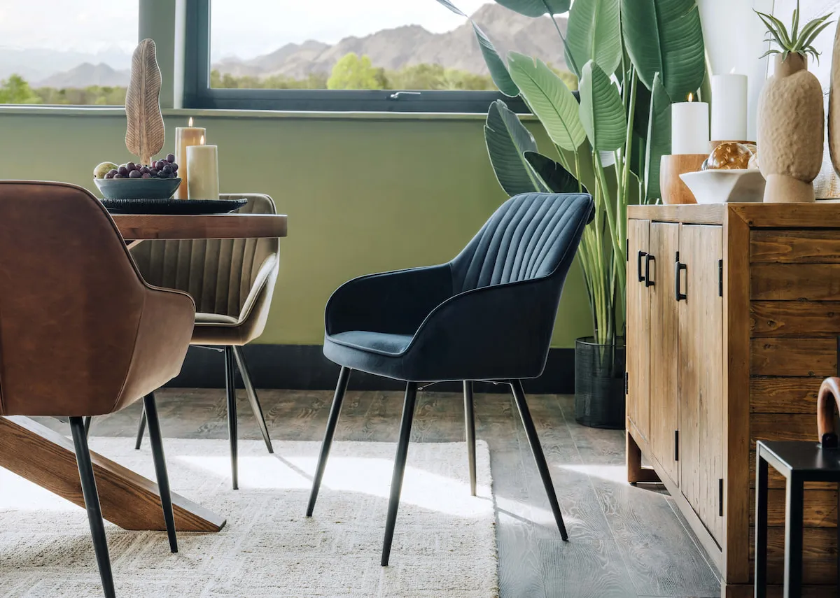 Blue Fabric Dining Chair - Nolan